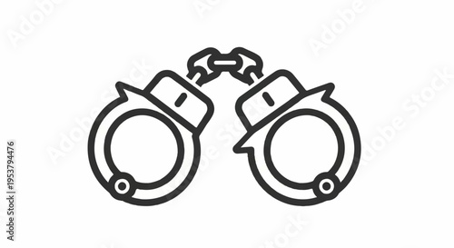Handcuffs with chain on white background symbolizing law enforcement and security measures