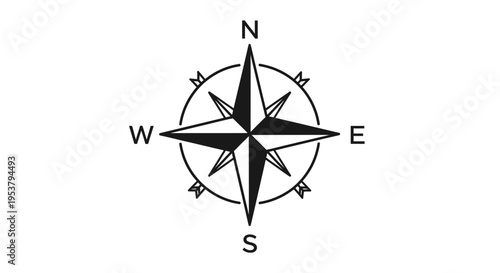 Black compass navigation symbol icon.