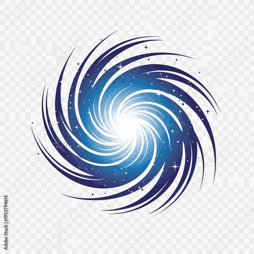 Blue swirling spiral galaxy graphic design.