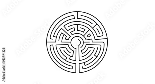 Circular maze puzzle design element.