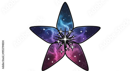 Colorful Star Design With Purple Blue.