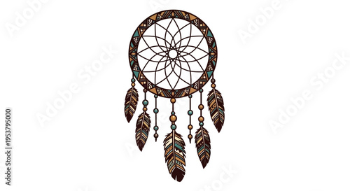 Dreamcatcher with feathers and web.