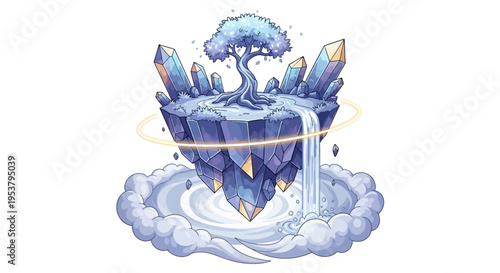 Fantasy floating island with tree.