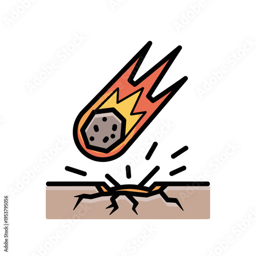 Meteorite Impacting the Earth Surface.