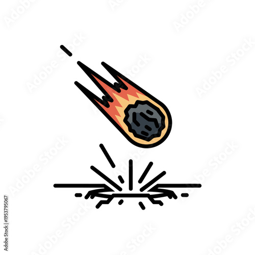 Meteorite Impacting on the Surface.