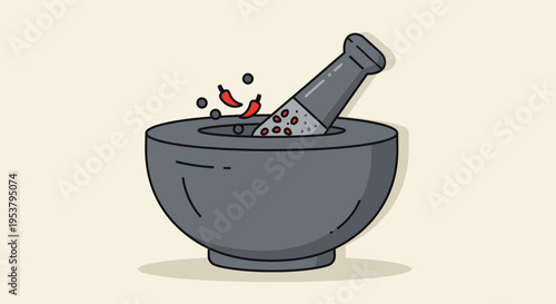 Mortar and pestle kitchen tool.