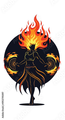 Fire dancer performing with flames.
