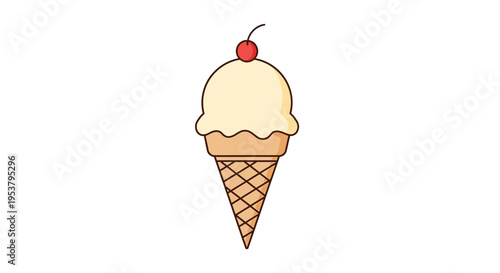 Ice cream cone with a cherry.