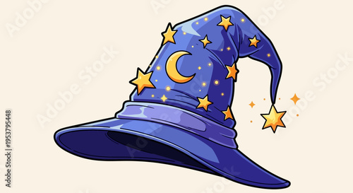 Magic wizard hat with stars.