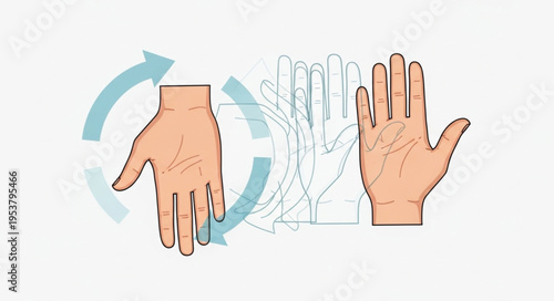 Hand Rotation Illustration - Anatomical Movement and Directional Guidance.