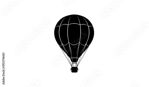 Hot air balloon silhouette vector in black isolated on white background minimal travel icon design