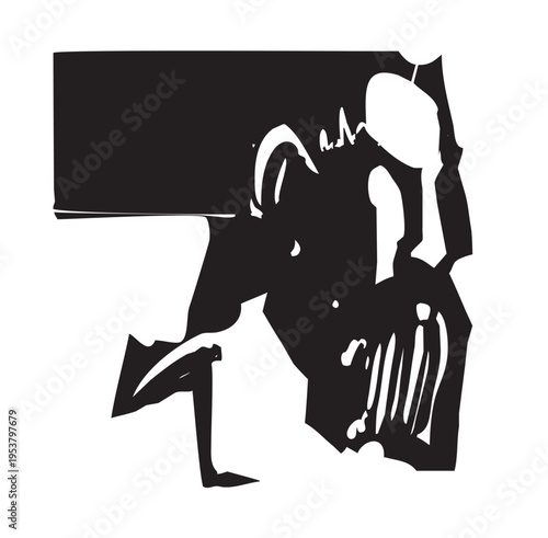 Woodcut style image of a old bearded man