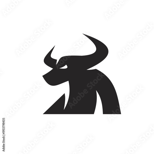 Modern Bull Head Logo Silhouette Vector Illustration for Power and Strength Branding