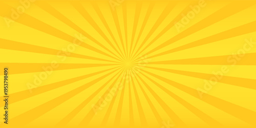 Yellow banner with Sun rays, lines background, light