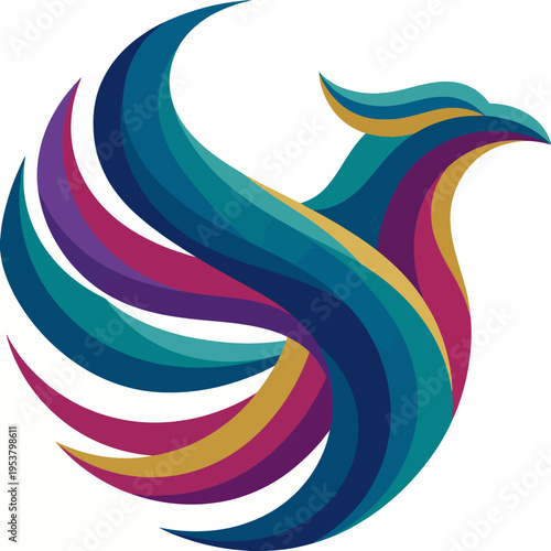 This captivating image features a stylized phoenix, crafted with vibrant and flowing colors, symbolizing rebirth, transformation, and the beauty of life in artistic expression.