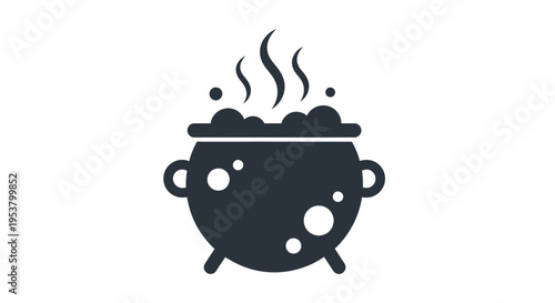 Boiling Cauldron with Steam Halloween Magic Concept