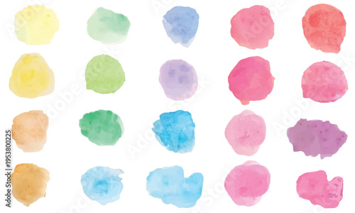 Vibrant watercolor swatches in various colors