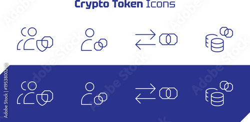 Crypto Token Icons for Web3 Platform, Custody, Trading, Exchange, Governance, Funds, Scalable Broker, and Withdrawal Control, Symbolizing Digital Currency Security in Decentralized Finance