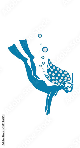 Scuba diver in deep sea.