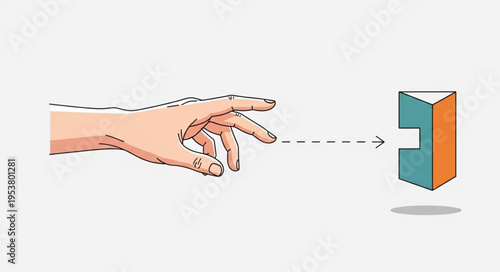 Hand reaching for a geometric shape, concept of problem-solving.