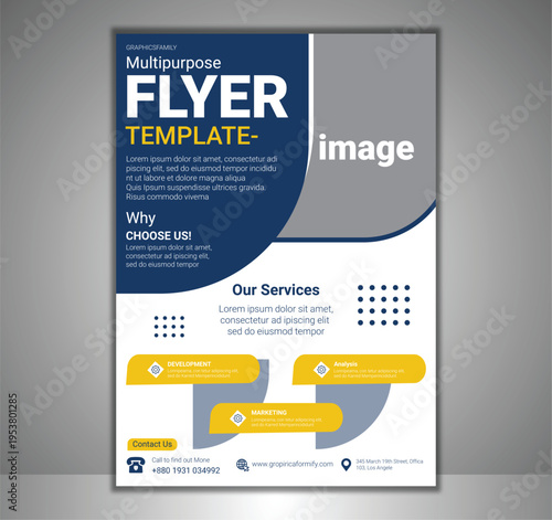 Multipurpose flyer template vector, modern business brochure design