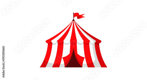 Red and white striped circus tent.