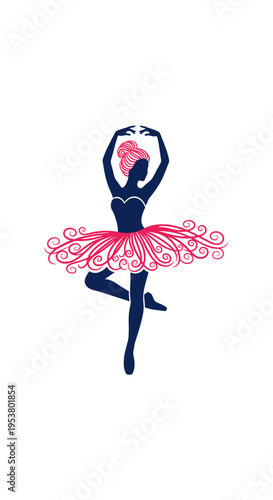 Woman in pink tutu ballet pose.
