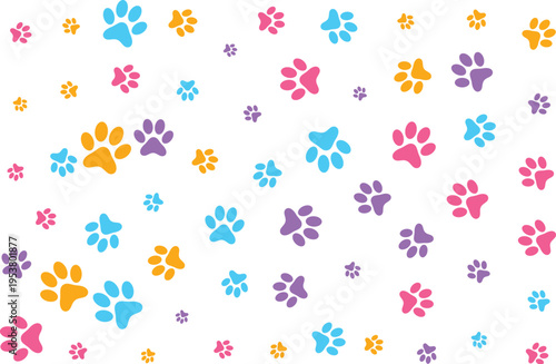 Decorative dog paw prints and bone for pet themed projects vector