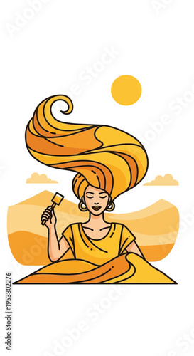 Woman with long orange hair outdoors.