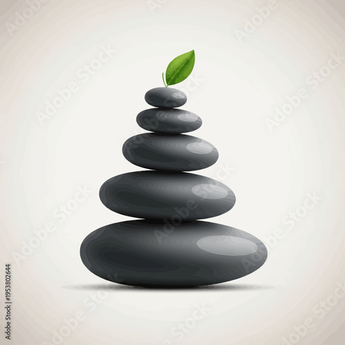 Stack of smooth gray stones balanced.