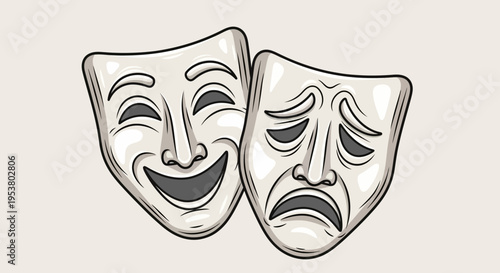 Theatrical comedy and tragedy masks.