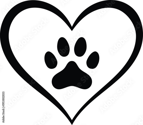Silhouette of dog paws and bone for animal shelter logo vector