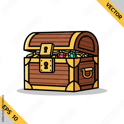 Treasure chest filled with jewels.
