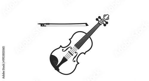 Violin with bow musical instrument.