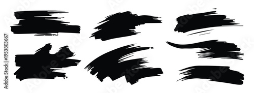 Collection of black brush strokes on white background