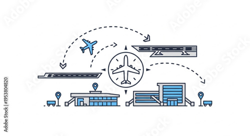 Airport Transportation Network - Plane, Train, and Car Travel Connections.