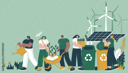 Eco Background with Sustainability and Renewable Energy Elements