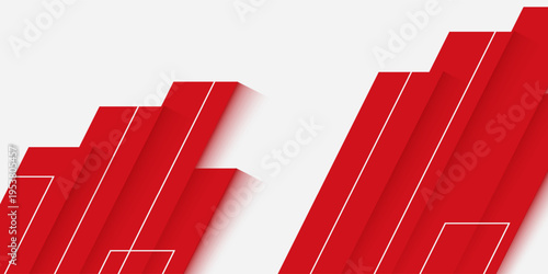 Abstract red and white banner design vector, dynamic sporty horizontal background template for media promotion or web banner