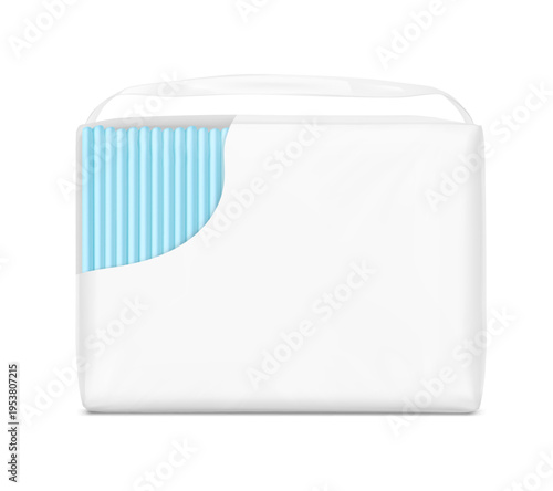 Stand bag with handle with changing mats mockup. Front view. Vector illustration isolated on white background. Ready for your design. Suite for the presentation of changing mats, pads. EPS10.