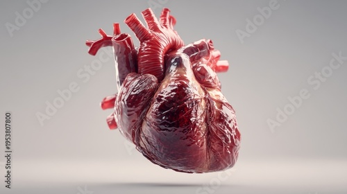 Detailed 3D Render of a Human Heart Organ.