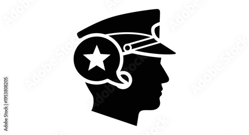 Black silhouette of a military officer.