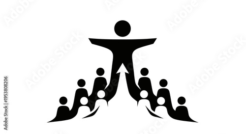 Black silhouette of people teamwork.