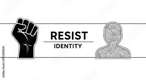 Black raised fist with text Resist.