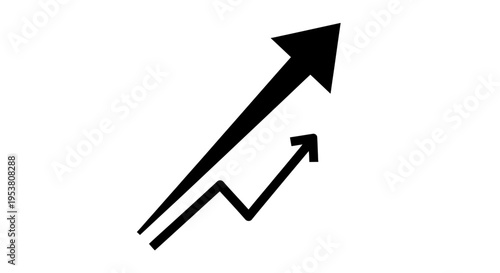 Black arrows pointing upwards growth.
