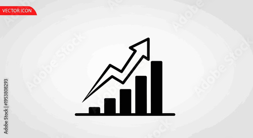 Black bar chart with rising arrow.