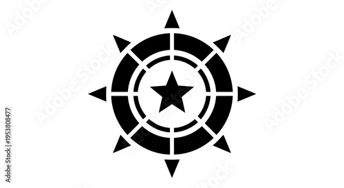 Black star compass navigation symbol icon.