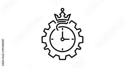 Crown clock gear icon symbol.