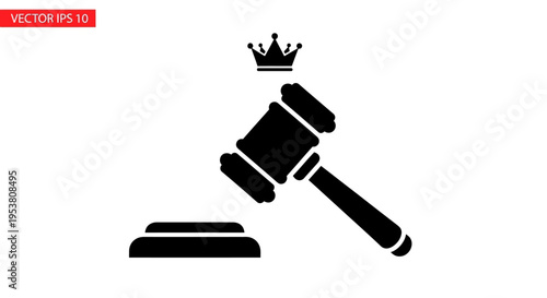 Black gavel and sound block icon.