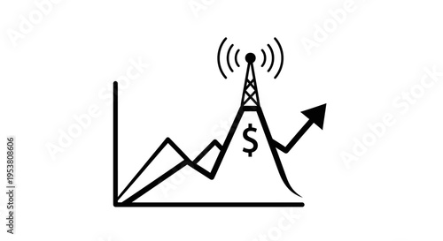 Business graph with radio tower signal.