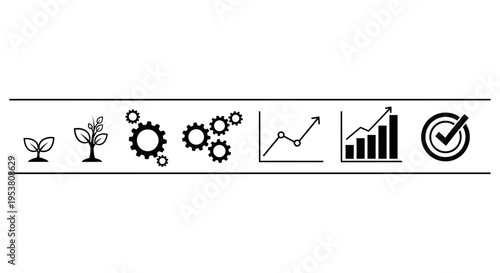 Business icons for growth and success.